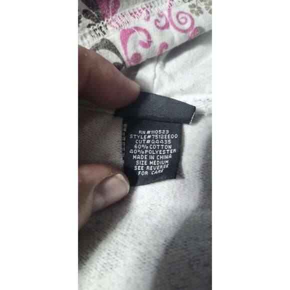 Vanity Zip-Up Hoodie • Ornamental Stripe Print • Pink/Black/Gray • Cotton Blend - Picture 3 of 3